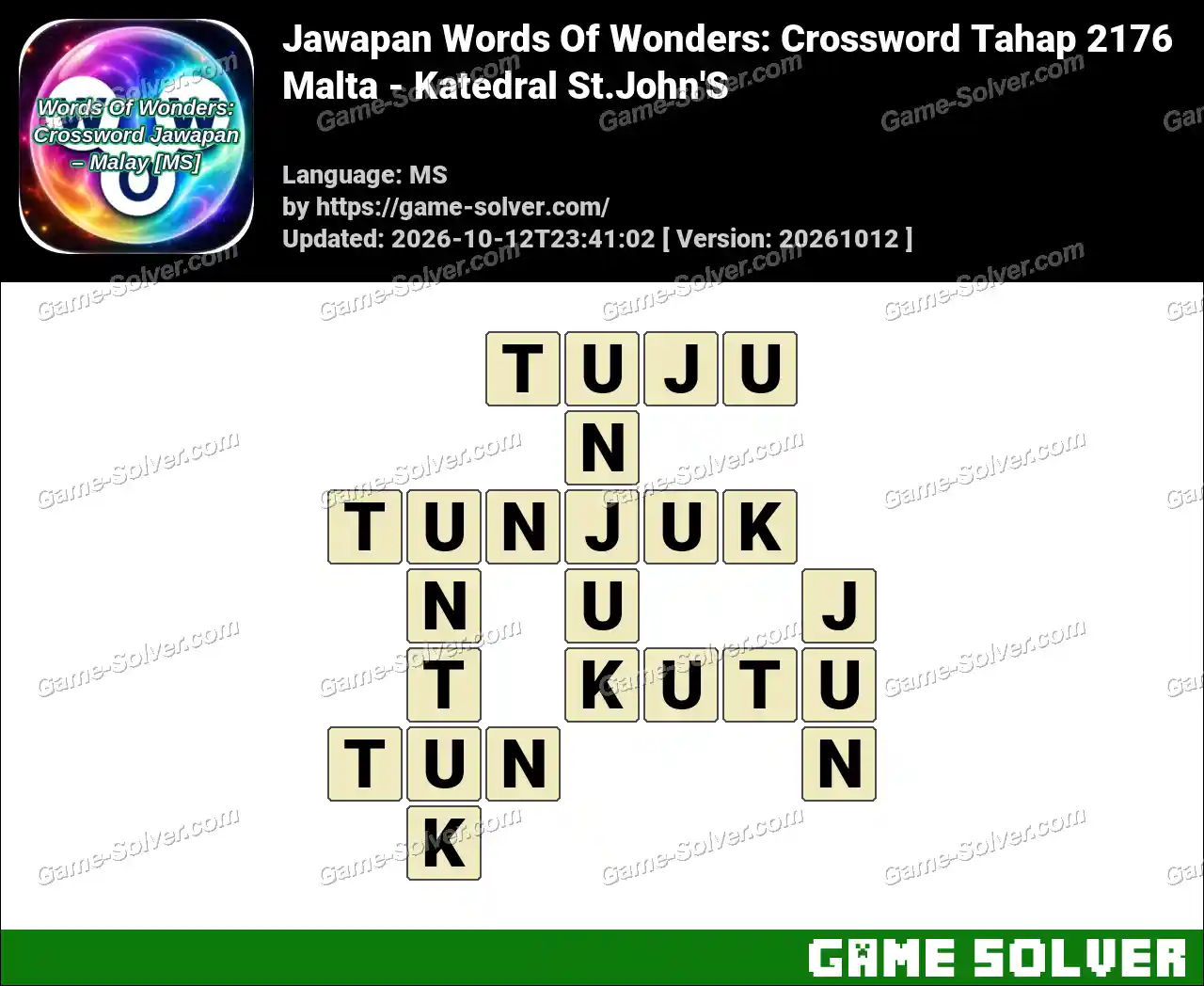 Jawapan Words Of Wonders: Crossword Tahap 2176 – Malta – Katedral St.John’S